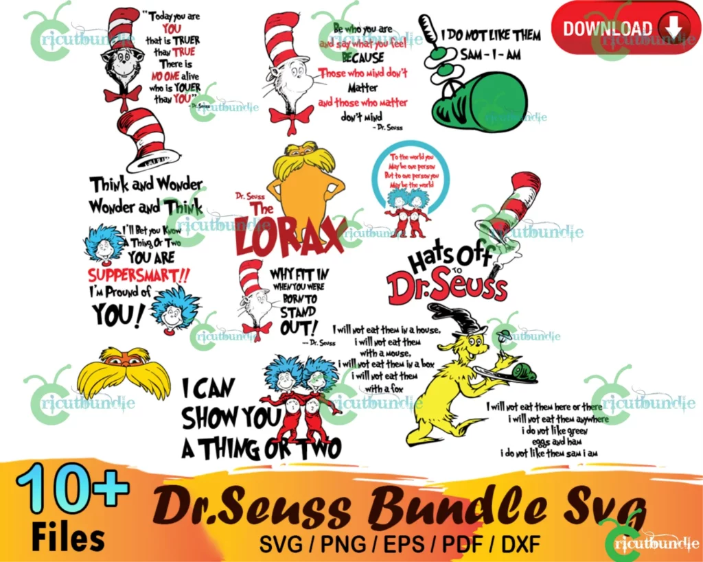10+ Dr Seuss Bundle Svg, Lorax Svg, Green Eggs And Ham - Bundle99 Free ...