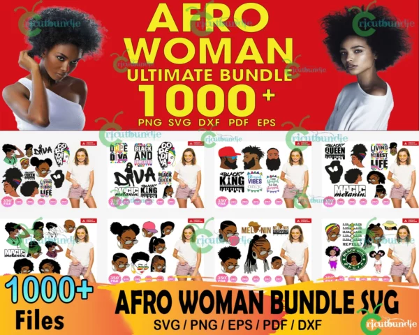 1000 Afro Woman Bundle Svg, Black Girl Svg, Black Woman Svg
