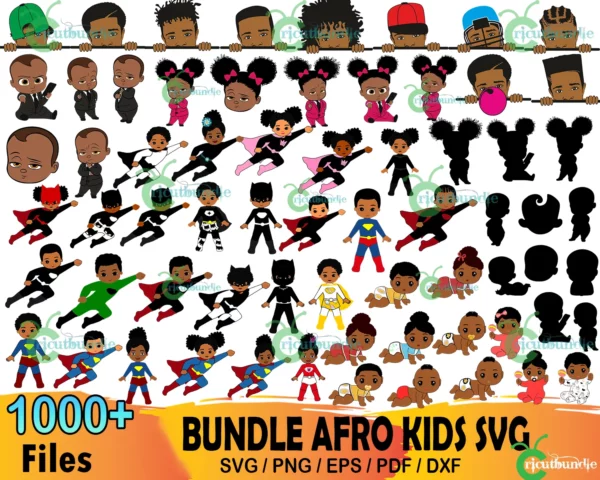 1000+ Bundle Afro Kids Svg, Black Girl Svg, Black Kid Svg