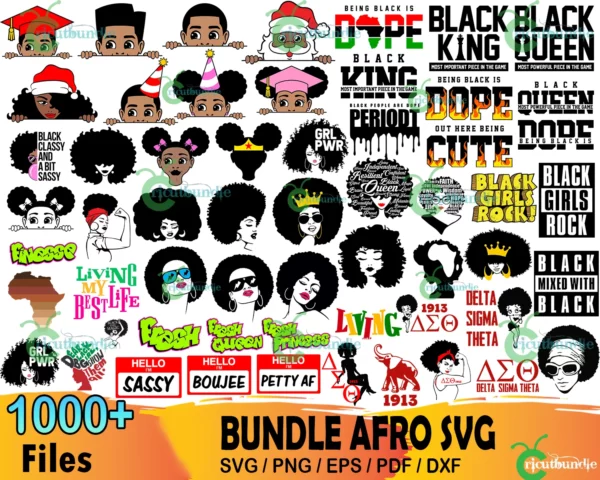 1000+ Bundle Afro Svg, Black Girl Svg, Afro Woman Svg