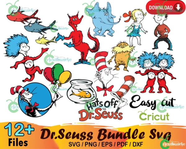12+ Dr Seuss Bundle Svg, Dr Seuss Svg, Cat In The Hat Svg - Bundle99 ...