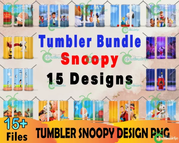 15 Snoopy Tumbler PNG Bundle, Snoopy Png, Tumbler Sublimation