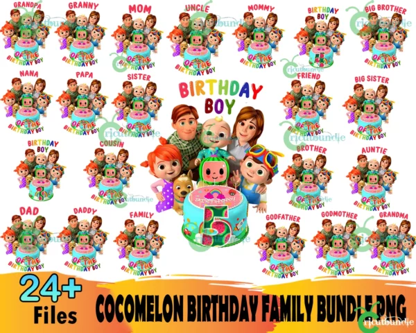 24+ Cocomelon Birthday Family Bundle Png, Birthday Png, Cocomelon Png