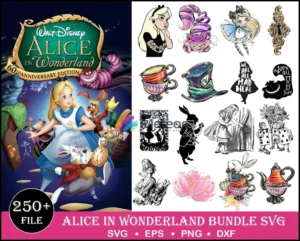 250+ Alice in wonderland svg, png, eps, dxf for print and cricut, disney alice in wonderland cutting file, alice printable