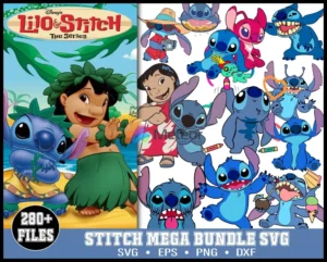 280 Lilo and stitch svg, png, eps, dxf bundle for cricut and print, cartoon clipart svg, lilo stitch cutitng file and print