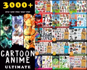3000+ Anime Cartoon Svg Bundle, png, eps, dxf for cricut and print, Anime Clipart svg, cartoon svg cutting file, mega anime svg bundle