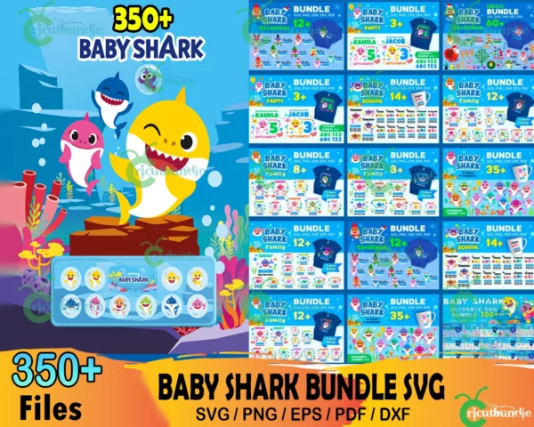 350+ Baby Shark Svg Bundle, Shark Family Svg, Baby Shark Themed