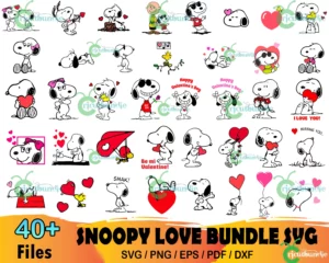 40+ Snoopy Love Bundle Svg, Valentine Snoopy, Snoopy Heart Svg