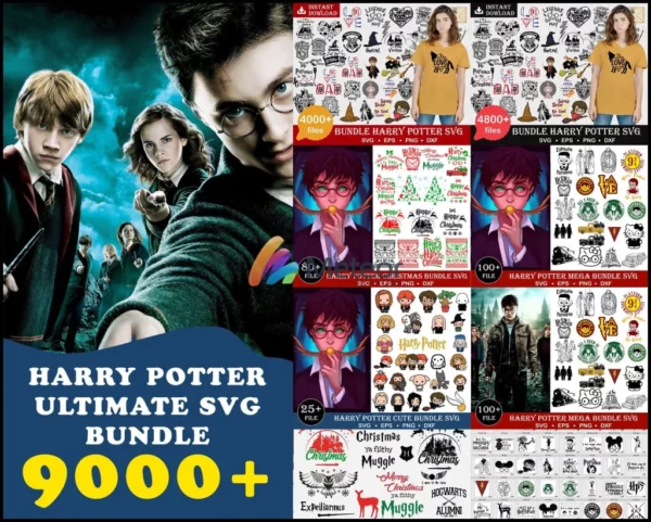 9000+ Ultimate Harry Potter Files Mega Bundle Cricut Svg File Silhouette , Digital Download, wizard svg bundle cutting file, Mega Bundle Harry Potter csvg Design