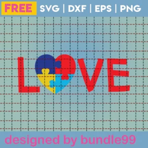 Autism Svg Free, Puzzle Svg, Autism Mom Svg, Instant Download, Love Svg