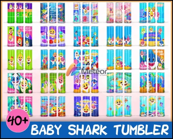 Baby Shark tumbler design 2 , Baby Shark cup, Baby Shark sublimation, 20 oz skinny tumbler design, sublimation image, tumbler wrap, 20 oz