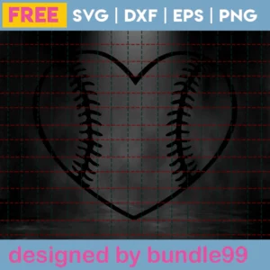 Baseball Heart Svg Free, Sport Svg, Baseball Svg, Instant Download, Heart Svg Invert