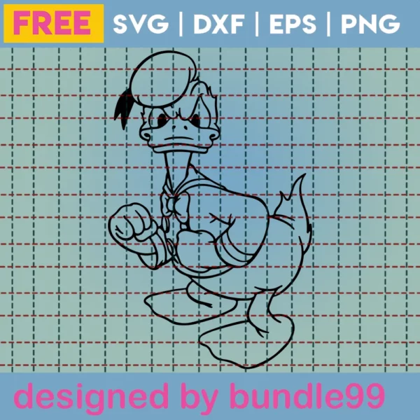 Donald Duck Svg Free, Disney Svg, Cartoon Svg, Instant Download, Silhouette Cameo