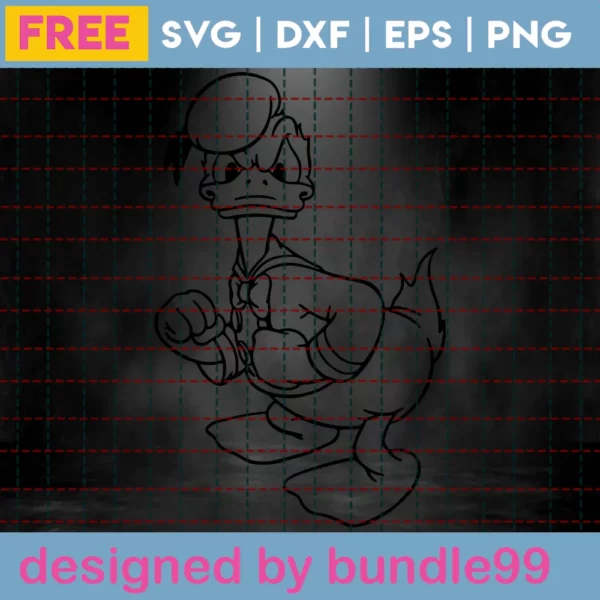 Donald Duck Svg Free, Disney Svg, Cartoon Svg, Instant Download, Silhouette Cameo Invert