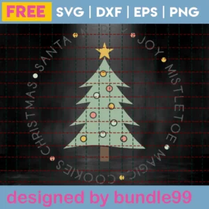 Free Christmas Tree Circle Words Svg Invert