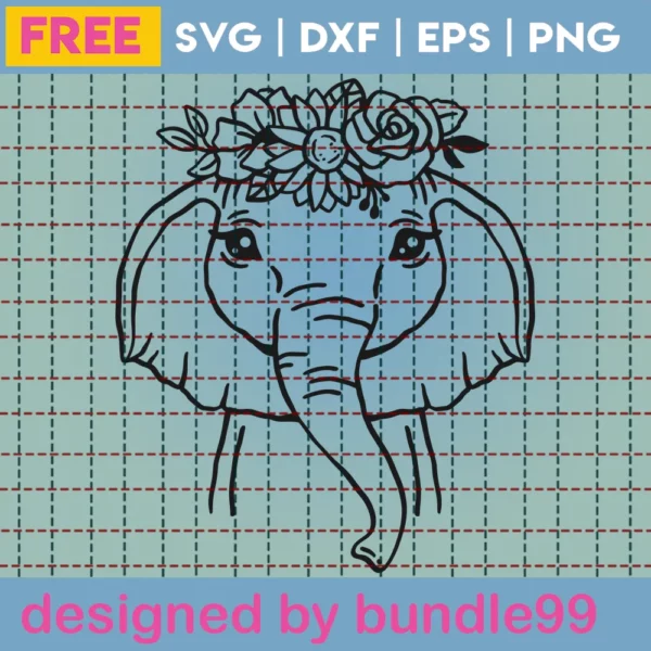 Free Floral Baby Elephant Face Svg