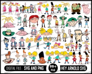 Hey Arnold! – Collection of digital file, Arnold, Helga, Gerald, Harold, Nick, Layered, Silhouette, Cricut, PNG, SVG, Cut, Digital Download