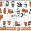 We Bare Bears – Collection of digital file, Pardo, Panda, Polar, NomNom, Chloe, Layered, Silhouette, Cricut, PNG, SVG, Cut, Digital Download