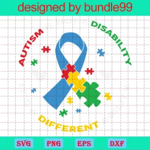 Autism Awareness Is Not A Disability Svg, Autism Svg, Autism Awarenes Svg Invert