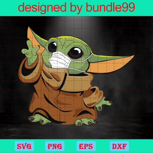 Baby Yoda Wearing Mask Svg, Baby Yoda Svg, Wearing Mask, Disney Svg, Star Wars Svg, Cricut Svg File, Svg File, Digital Download. Invert