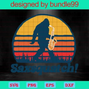 Best Sax Squatch, Saxsquatch, Funny Bigfoot Saxophone Invert