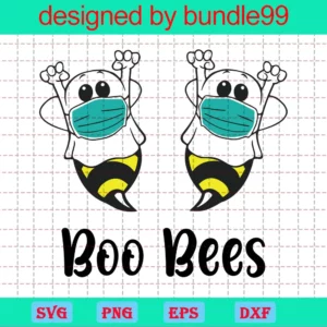 Boo Bees Svg, Boo Bees Mask Svg, Funny Honey Bee Clipart Svg, Halloween Svg, Ghost Svg, Breast, Boobies, Adult Humor, Cricut Silhouette Cut File, Dxf, Eps, Htv
