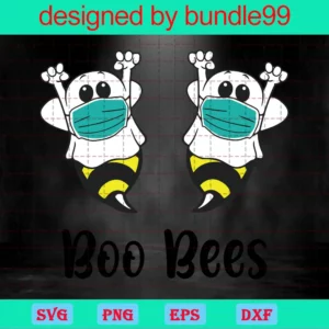 Boo Bees Svg, Boo Bees Mask Svg, Funny Honey Bee Clipart Svg, Halloween Svg, Ghost Svg, Breast, Boobies, Adult Humor, Cricut Silhouette Cut File, Dxf, Eps, Htv Invert