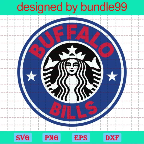 Buffalo Bills Starbucks Logo Cup Wrap Svg, Starbucks Cup For Cricut & Silhouette, Football Fan Love