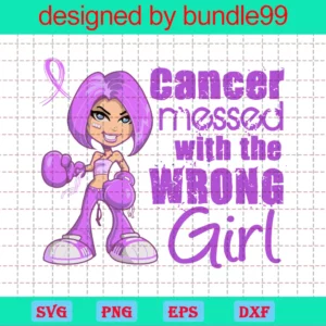 Cancer Messed With The Wrong Girl Svg, Trending Svg, Breast Cancer, Breast Cancer Svg Invert
