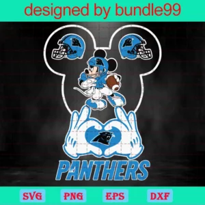 Carolina Panthers Football Mouse Clipart, Mickey Mouse Ears Svg Svg Clip Art Files, Sports Printable, Digital Download
