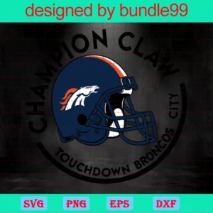 Champion Claw Touchdowns Broncos City Football Digital File Svg, Sport Cut Files, Helmet Svg, Cricut, Silhouette Invert