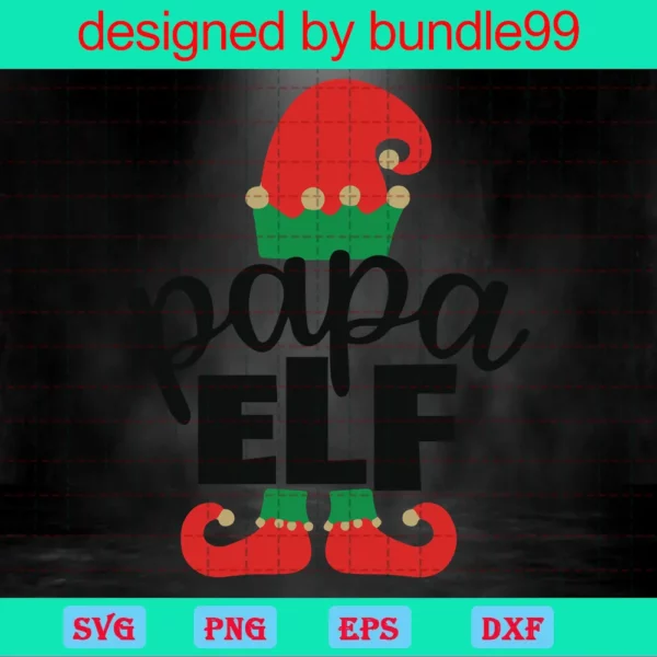 Christmas Papa Elf Family Matching Shirt For Grandpa Invert