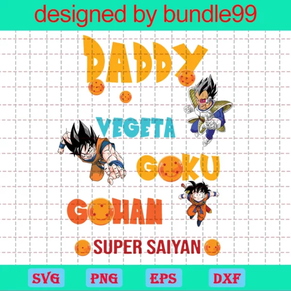 Daddy Bundle, Goku, Dragon Ball Father'S Day, Marvel, Cartoon Invert