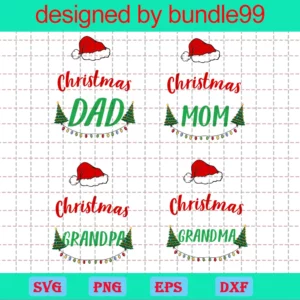 First Christmas Family Bundle, Dad, Mom, Grandpa, Grandma Invert