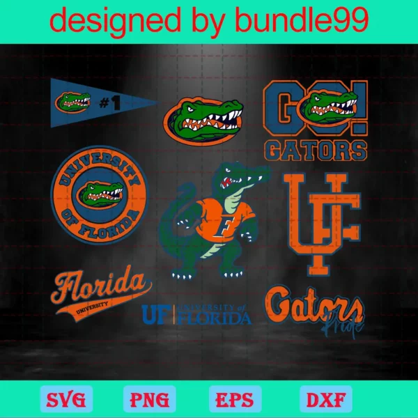 Florida Gators Logo Bundle, Ncaa, Football Invert