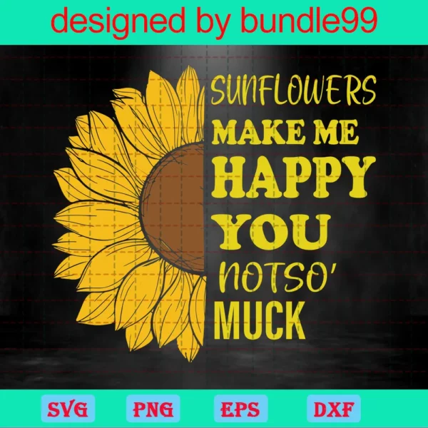 Flower, Monogram, Half Sunflower, Cut File Cricut, Sunflower Clipart Invert