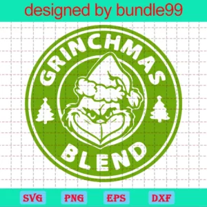 Grinchmas Blend, Merry Grinchmas, Santa Hat, Grinch Face Invert