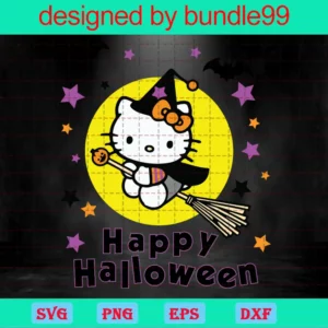 Happy Halloween Hello Kitty Witch Invert