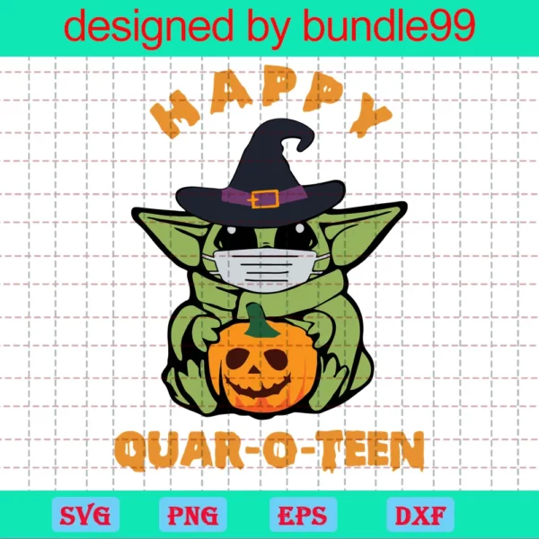Happy Quar O Teen, Quarantine 2020, Facemask, Pumpkin, Baby Yoda Witch