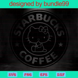 Hello Kitty Starbucks Coffee, Treding, Cricut, Silhouette Files Invert