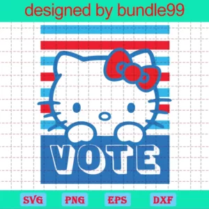 Hello Kitty Vote Stripes, Hello Kitty File, Cat, Cartoon Invert