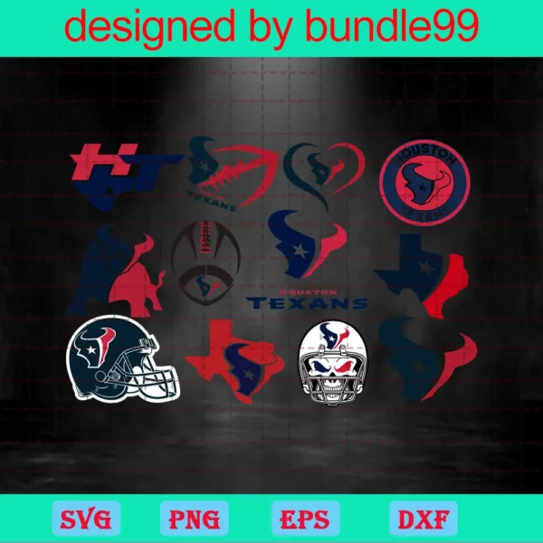 Houston Texans Logo Bundle, Nfl, Football Invert