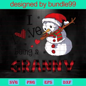I Love Being A Granny Svg, Christmas Svg, Snowman Family Svg, Snowman Family Christmas Svg, Merry Christmas Svg, Cute Snowman Svg, Family Snowman Svg Invert