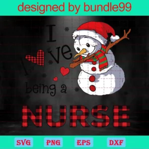 I Love Being A Nurse, Snow, Merry Christmas, Happy Holidays Invert