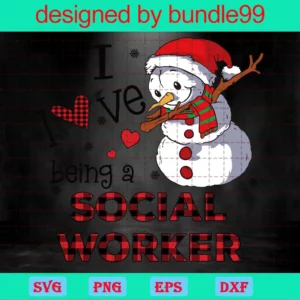 I Love Being A Social Worker, Snow, Merry Christmas, Happy Holidays Invert