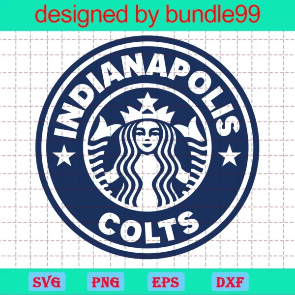 Indianapolis Colts Starbucks Logo Cup Wrap Svg, Starbucks Cup For Cricut & Silhouette, Football Fan Love