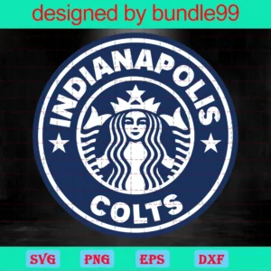 Indianapolis Colts Starbucks Logo Cup Wrap Svg, Starbucks Cup For Cricut & Silhouette, Football Fan Love Invert
