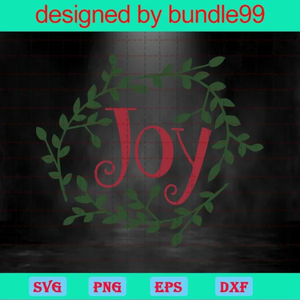 Joy Wreath Svg, Holly Wreath Svg, Christmas Wreath Svg Invert