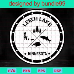 Leech Lake Ice Fishing Minnesota, Tree, Camping Logo, Outdoor