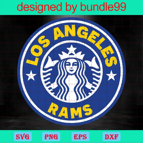 Los Angeles Rams Starbucks Logo Cup Wrap Svg, Starbucks Cup For Cricut & Silhouette, Football Fan Love Invert